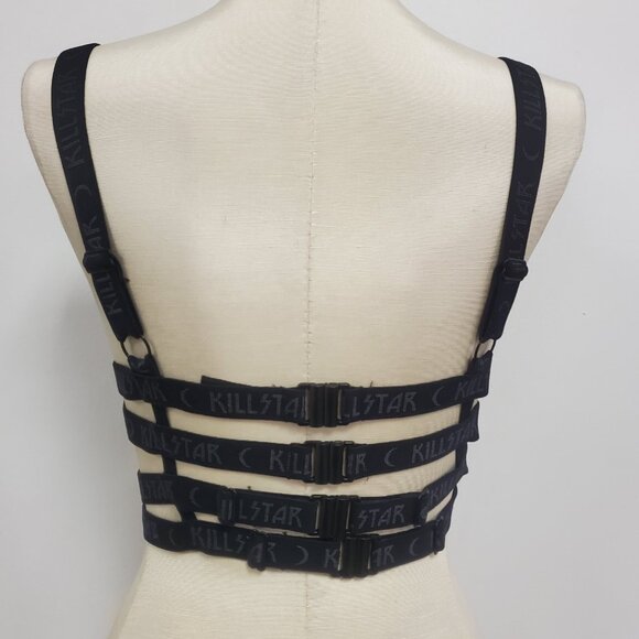 Killstar Womens Strappy Festival Bra Size XL Black Whimsigoth Devilcore Witchy - Picture 3 of 9